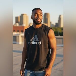 adidas Men's Black Sleeveless Logo Tank